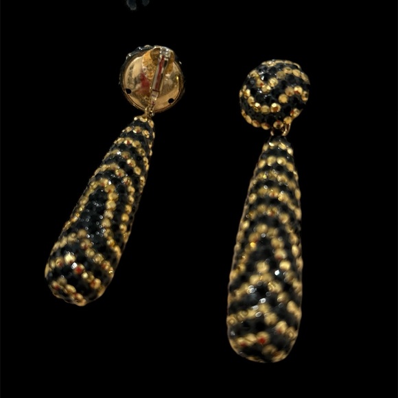 Vintage Bellini Gold/Black Runway Glitz Crystal Teardrop - New Designer - Picture 7 of 16